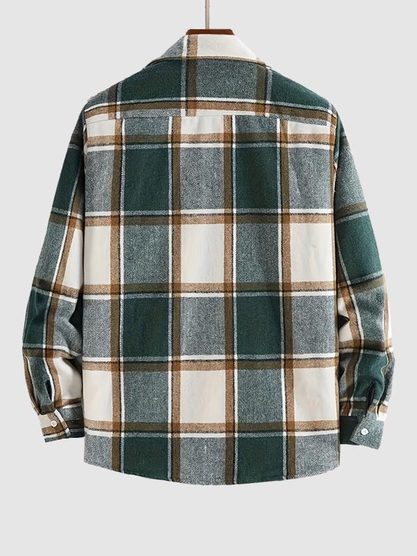 Men's Classic Plaid Wool Blend Button-Down Shirt