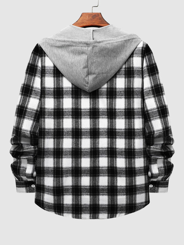 Men's Classic Thin Plaid Hooded Jacket