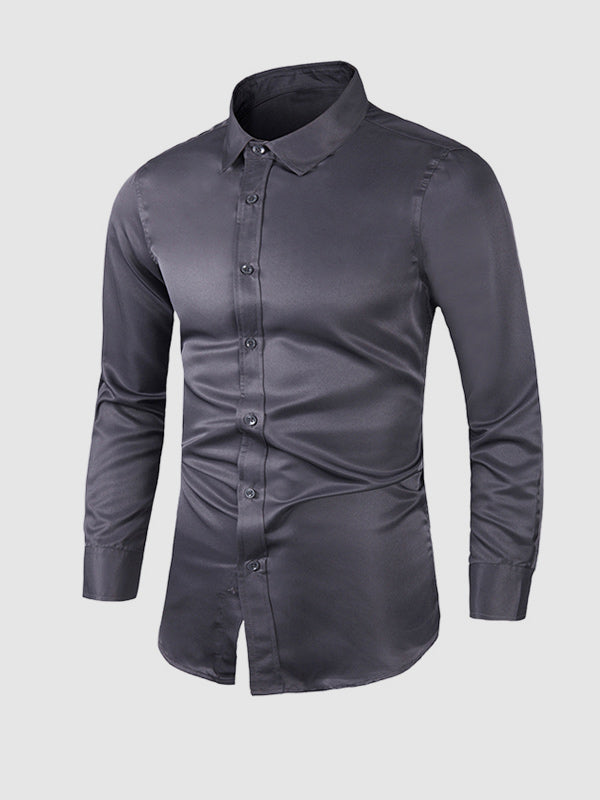 Men's Solid Color Business Casual Shirt