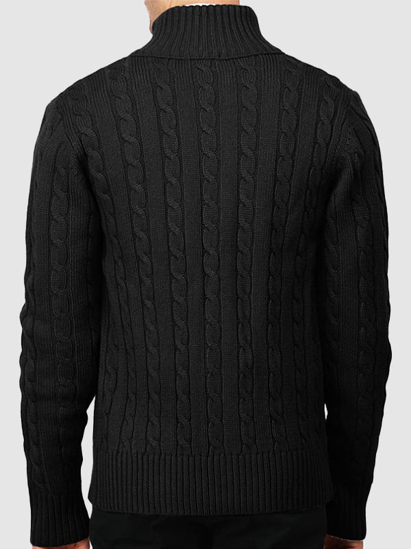 Men's solid color twist jacquard sweater knitted cardigan jacket