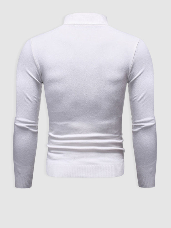 Men's Basic Solid Turtleneck Sweater white