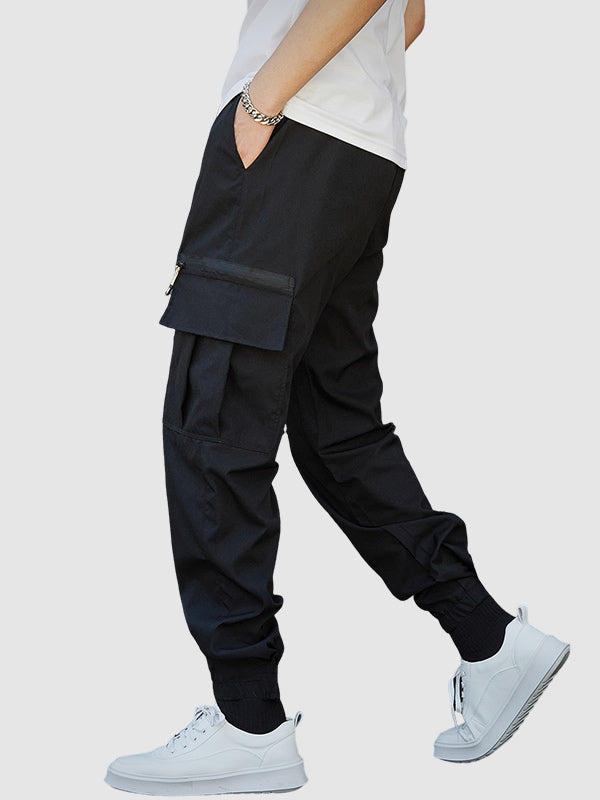 Men's Flap Pocket Drawstring Elastic Waist Streetwear Casual Cargo Pants