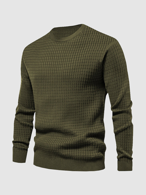 Men's waffle texture solid color casual sweatshirt