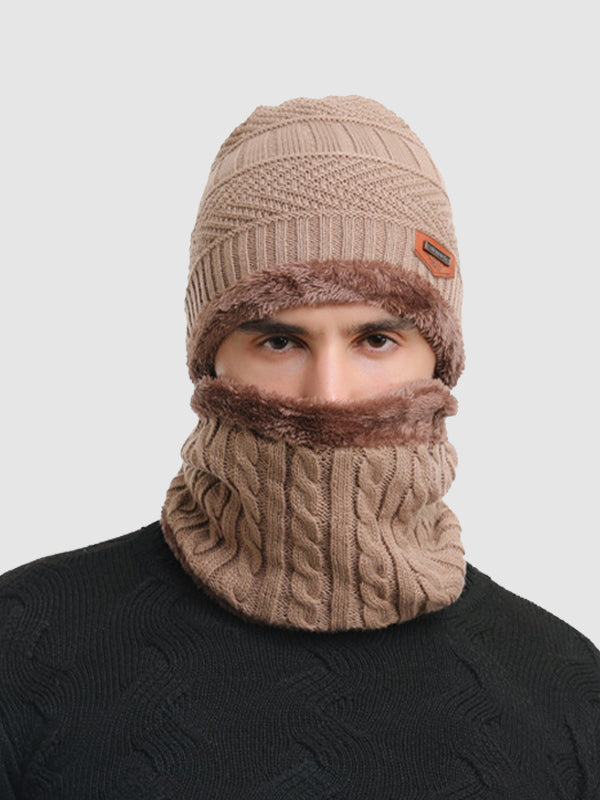 Men's Knitted  Matching Integrated Hat