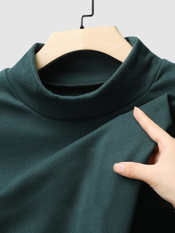 Men's Solid Color Cashmere Half Turtleneck Thermal Long Sleeve T-Shirt