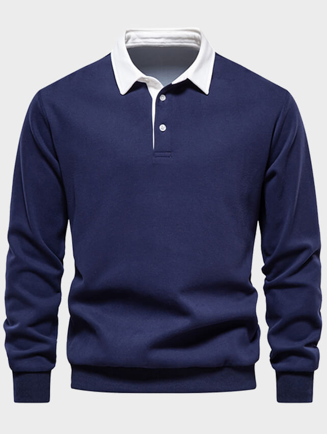 Men's Casual Lapel Long Sleeve Polo Sweatshirt