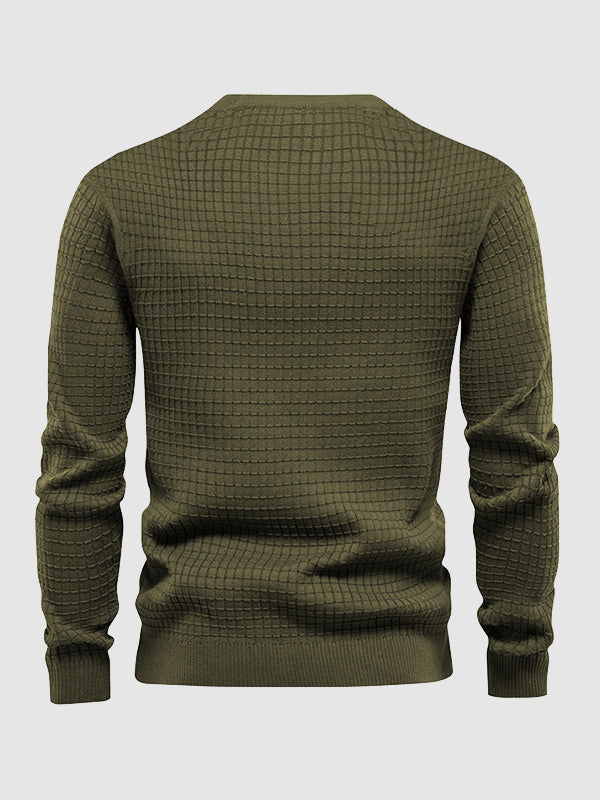 Men's waffle texture solid color casual sweatshirt