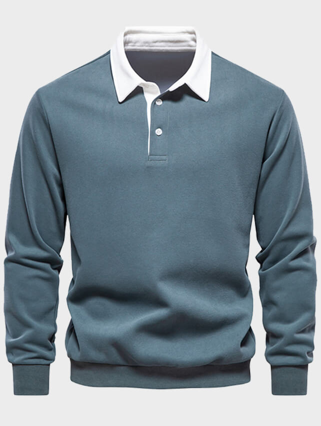 Men's Casual Lapel Long Sleeve Polo Sweatshirt