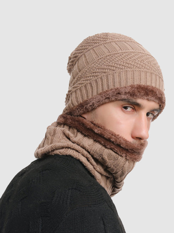 Men's Knitted  Matching Integrated Hat