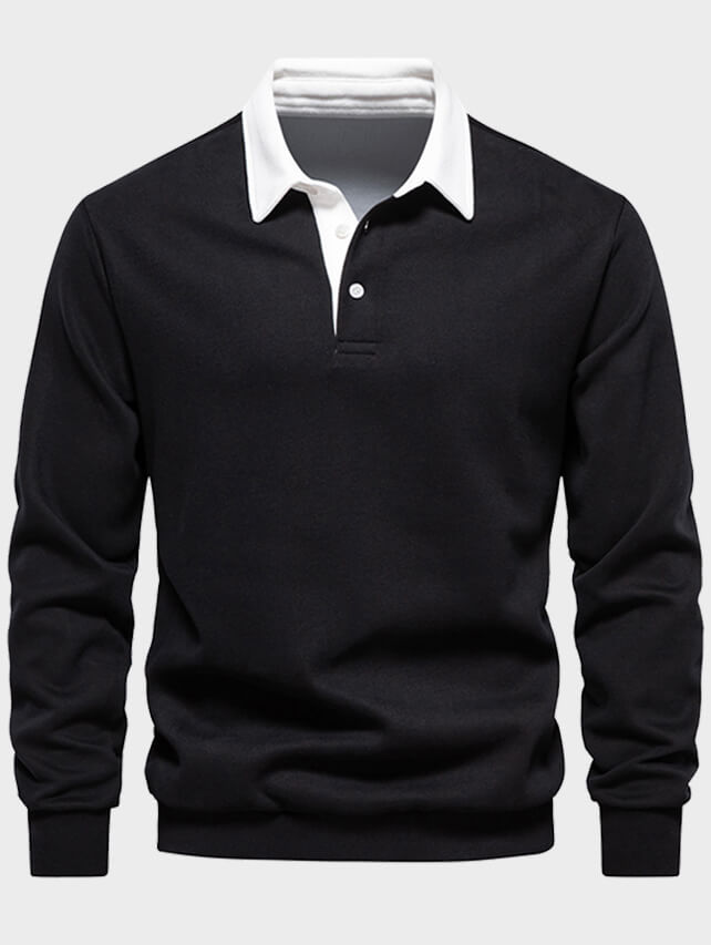 Men's Casual Lapel Long Sleeve Polo Sweatshirt