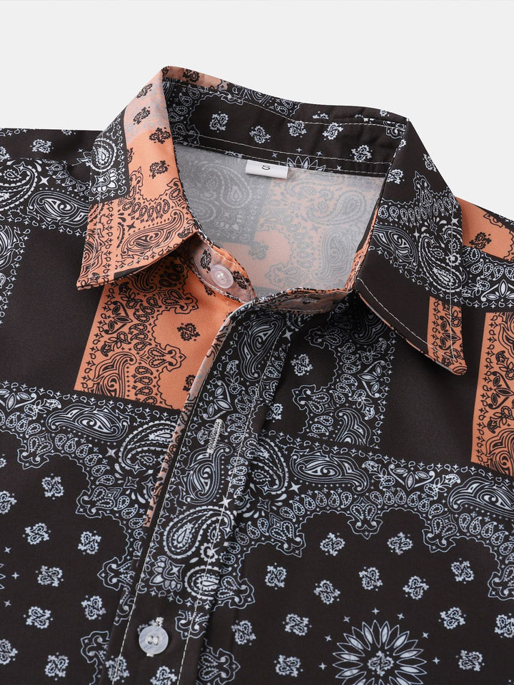 Men's Vintage Paisley Print Casual Short Sleeve Shirt