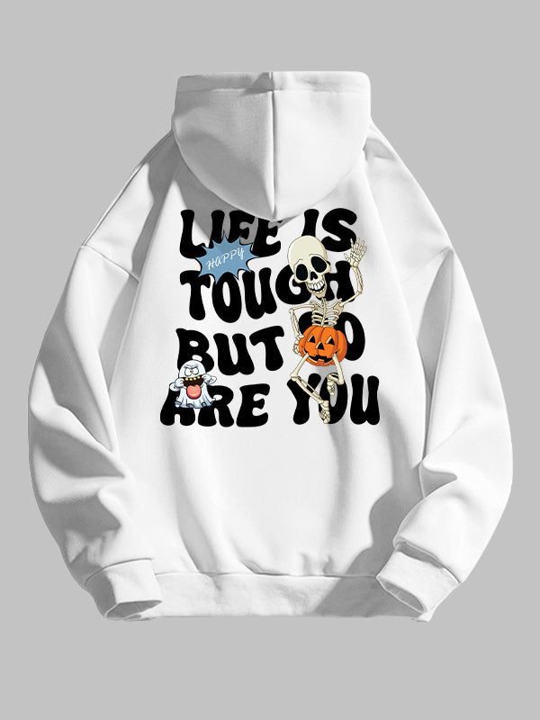 Men's Letter Pumpkin Print Halloween Hoodie