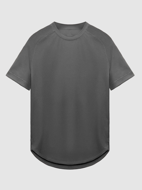 Men's Mesh Breathable Quick-Dry Elastic Solid Color Casual T-shirt