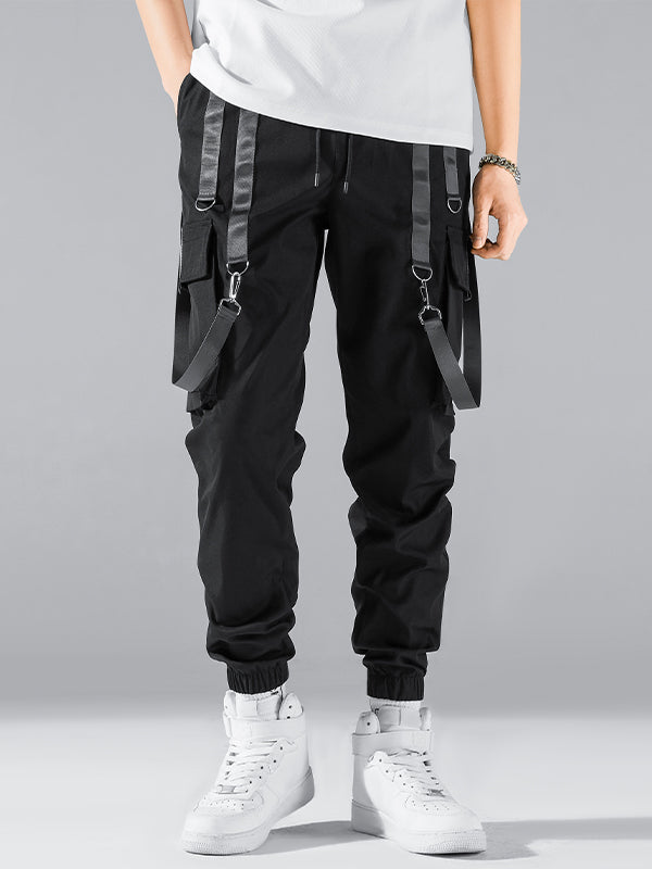 Men's Strap Design Multi-Pocket Cargo Pants