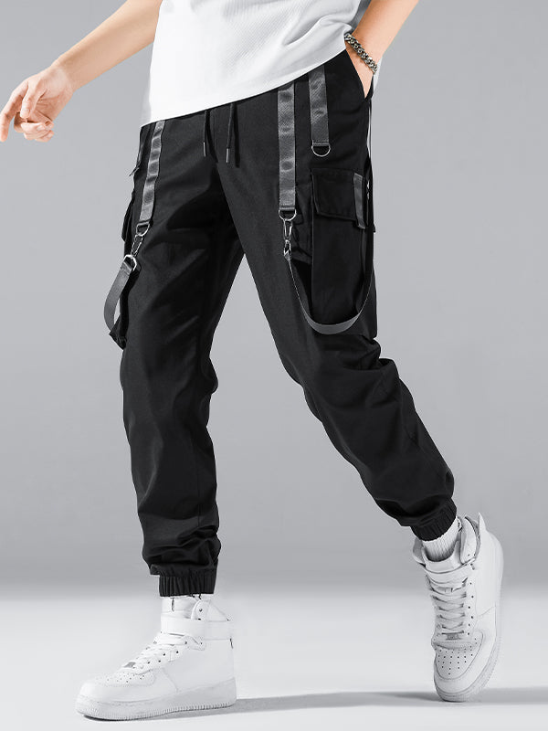 Men's Strap Design Multi-Pocket Cargo Pants