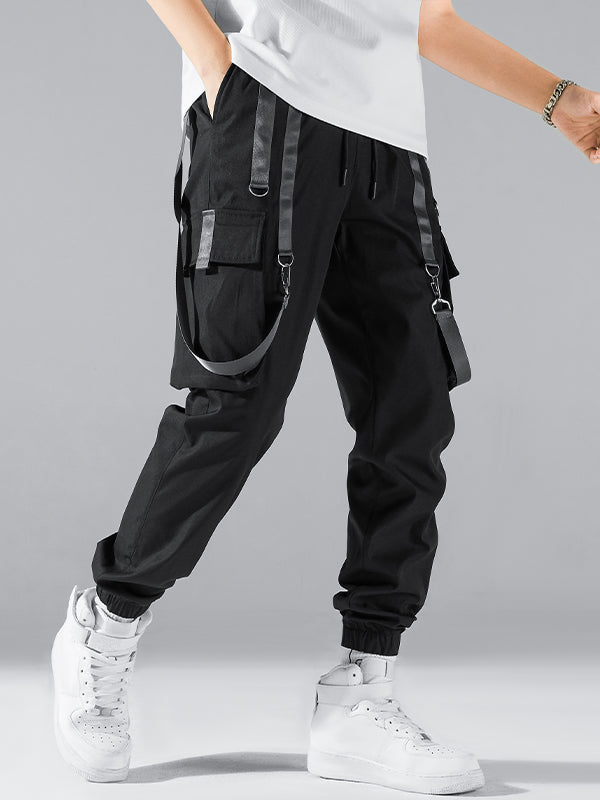 Men's Strap Design Multi-Pocket Cargo Pants