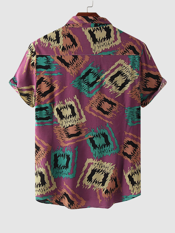 Men's Hawaiian Print Casual Resort Beach Short Sleeve Shirt