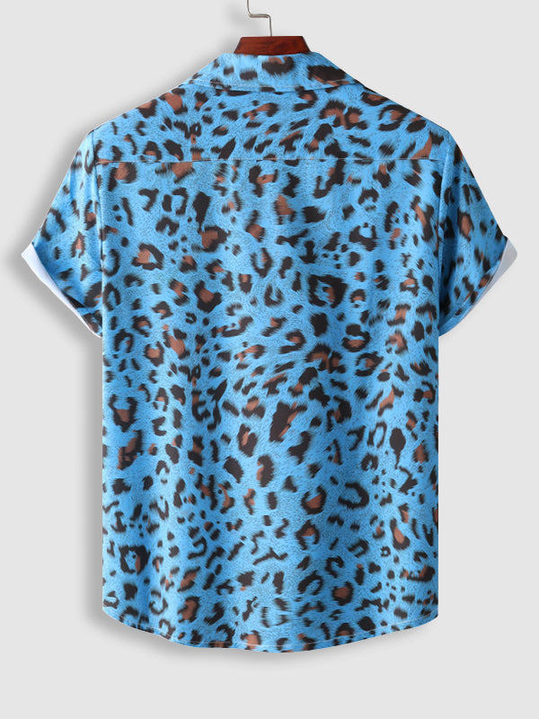 Men's Leopard Print Casual Short Sleeve Shirt