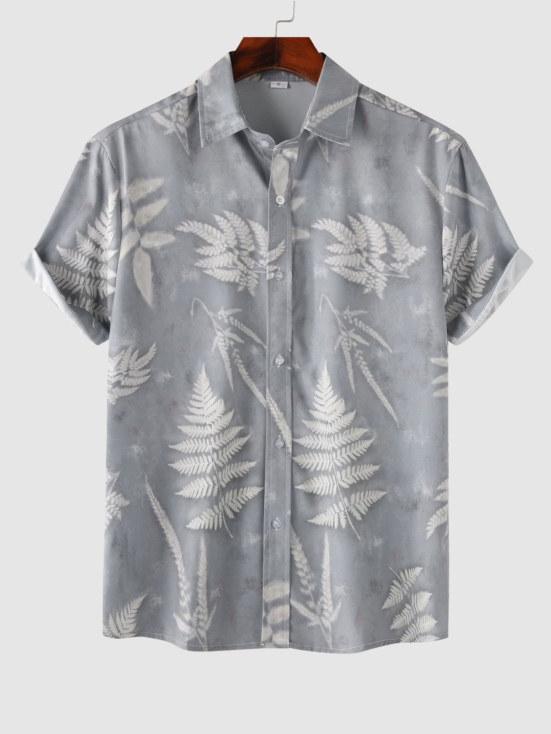 Men's Botanical Print Buttoned Casual Short Sleeve Shirt