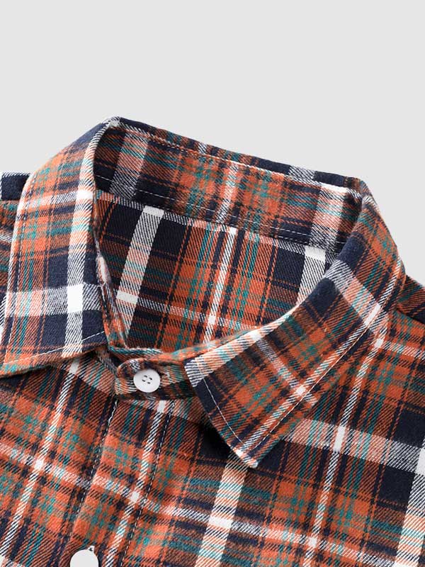 Men's Casual Plaid Wool Blend Versatile Long Sleeve Shirt