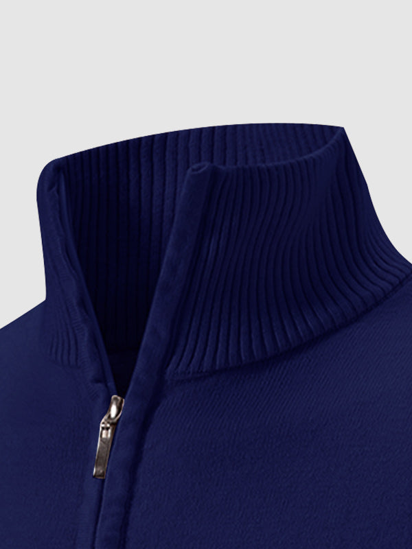 Men's Solid Color Quarter-Zip Collar Sweater