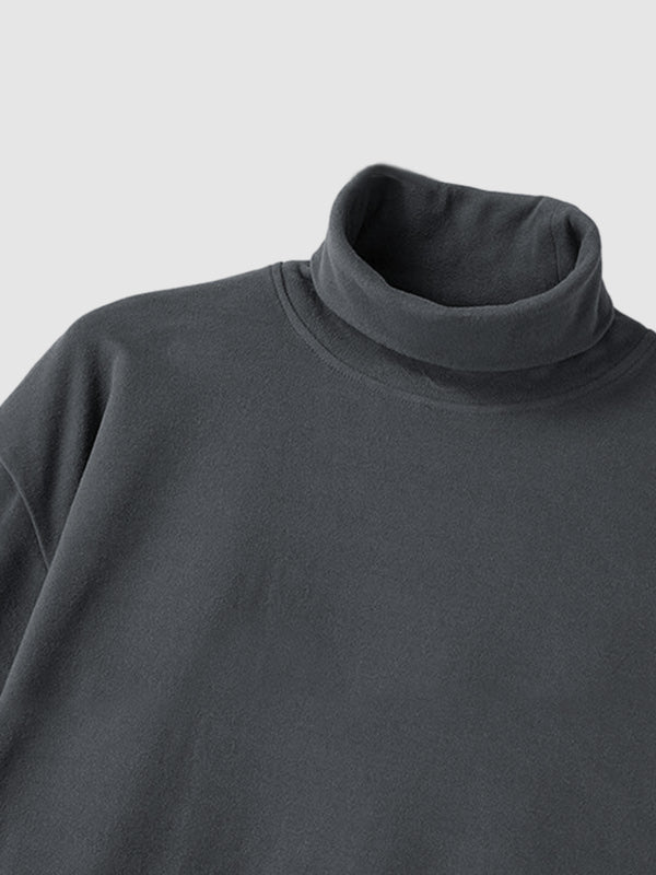 Men's Solid Color Cashmere Half Turtleneck Thermal Long Sleeve T-Shirt