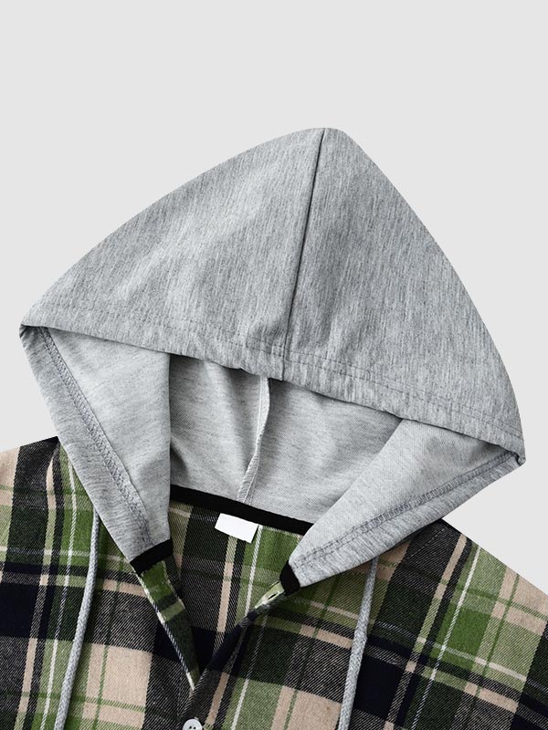 Men's casual plaid thin hooded jacket