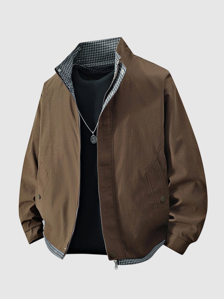 Men's plaid lapel paneled versatile casual  plus-size jacket