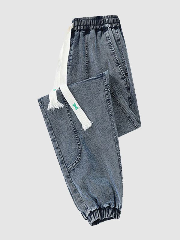 Men's cargo pocket patchwork loose jeans