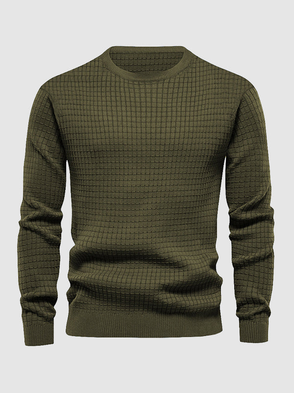 Men's waffle texture solid color casual sweatshirt