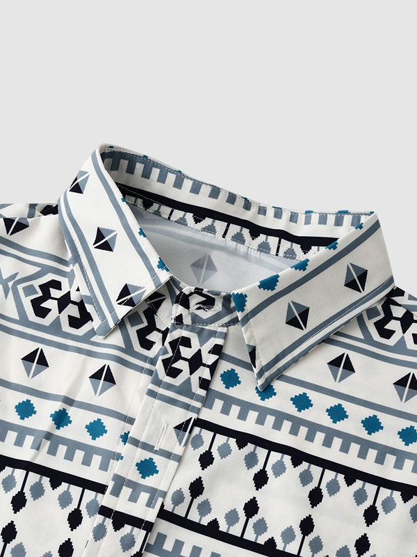 Men's Vintage Geometric Print Shirt