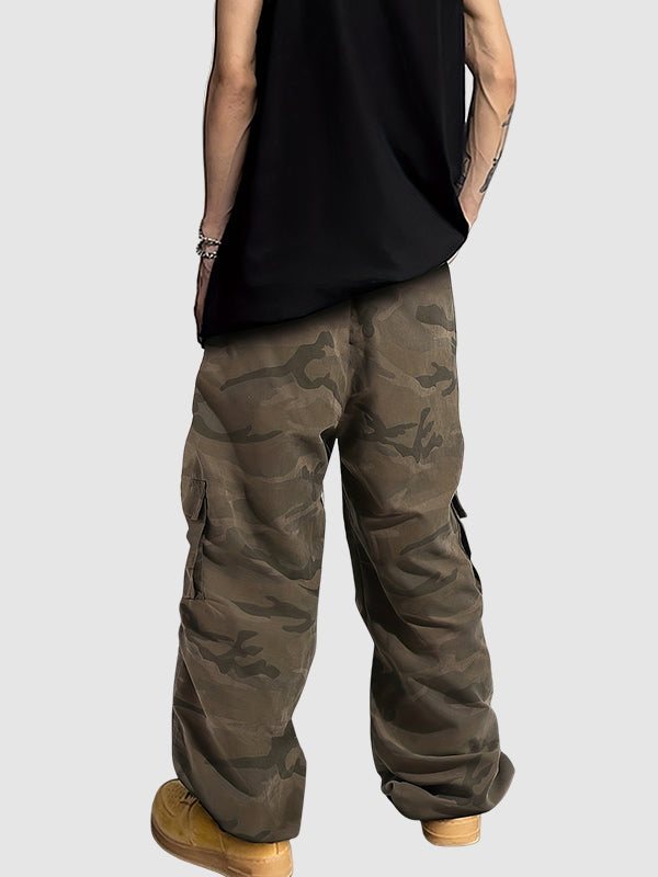 Men's Elastic Waist Camouflage Loose-Fit Cargo Pants