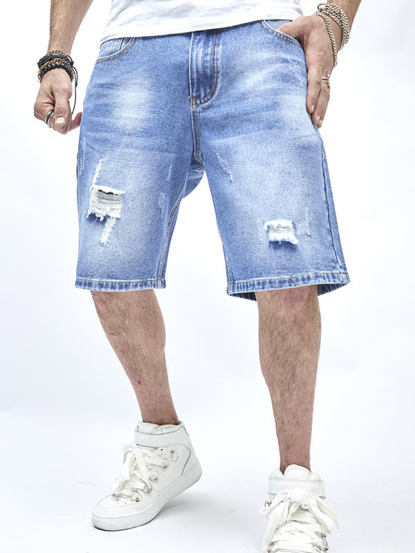 Ripped straight jeans - shorts