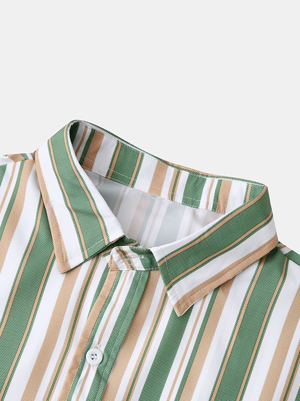 Men's Colorful Striped Long Sleeve Casual Shirt