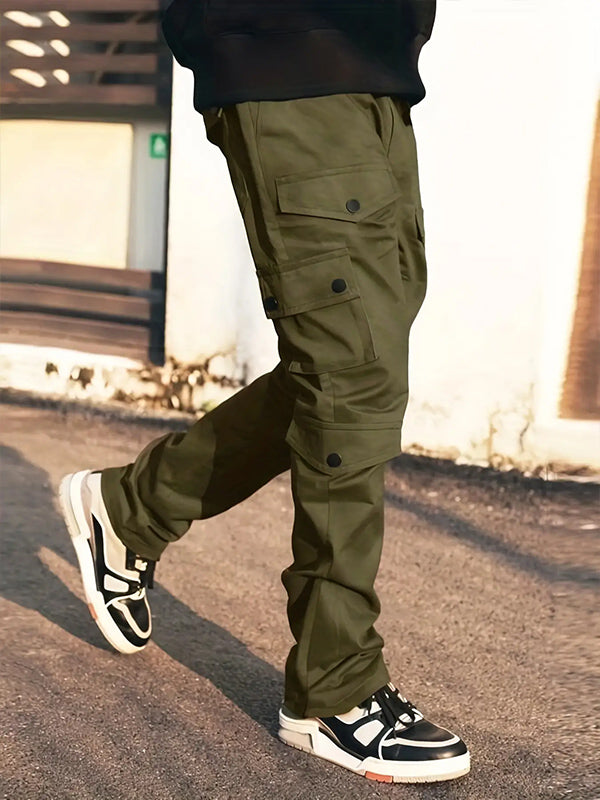 Men's Multi-Pocket Elastic Waist Casual Work Pants