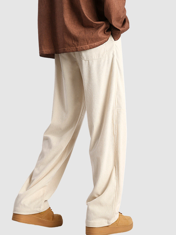 Men's Striped Corduroy Drawstring Casual Pants