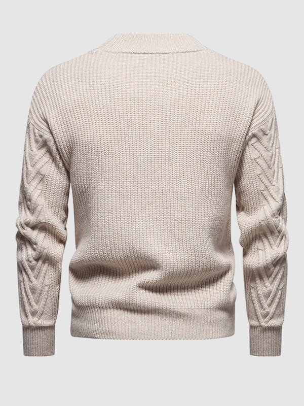 Men's solid color half turtleneck casual jacquard sweater