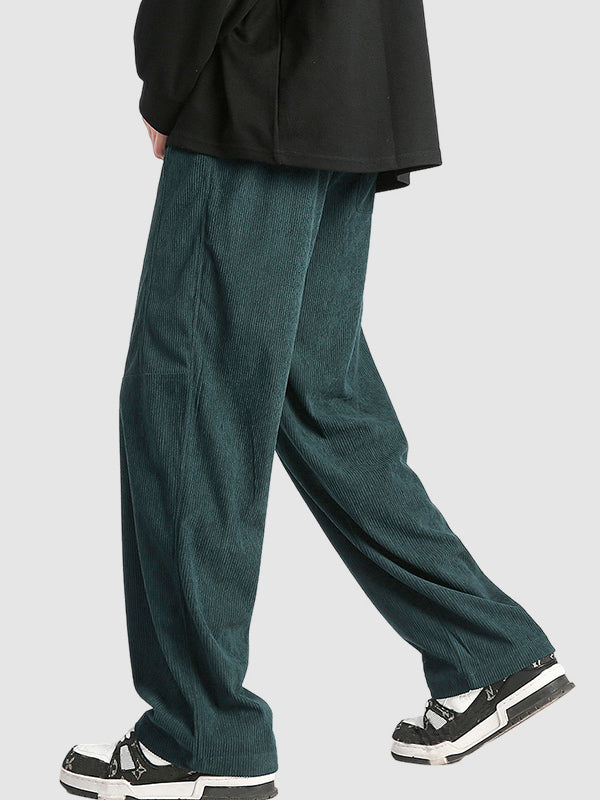 Men's Striped Corduroy Drawstring Casual Pants