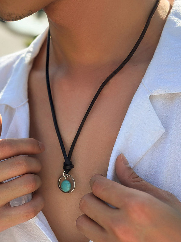 Men's Vintage Leather Collarbone Necklace