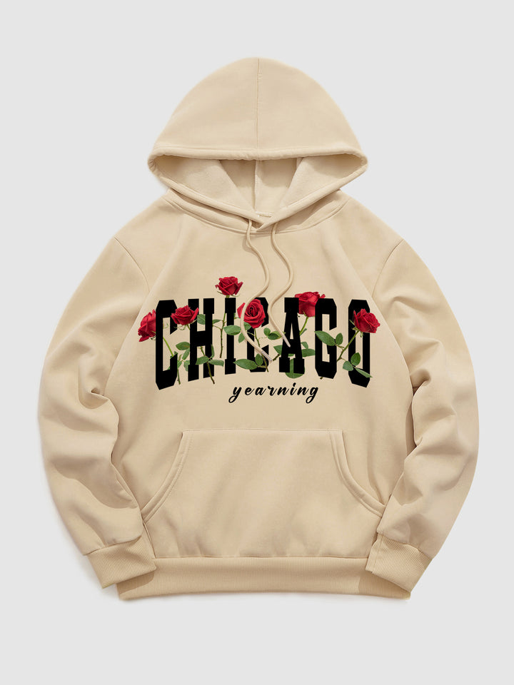 Men's "Chicago" Rose Pattern Print hoodie