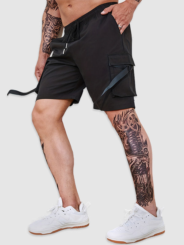 Men's loose-fit straight-leg drawstring shorts