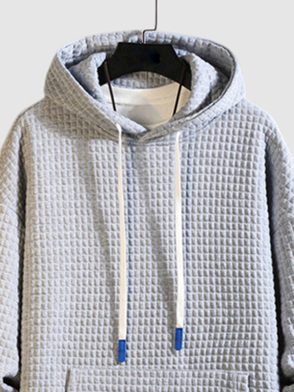 Men's Textured Loose Casual  Jacquard Hoodie