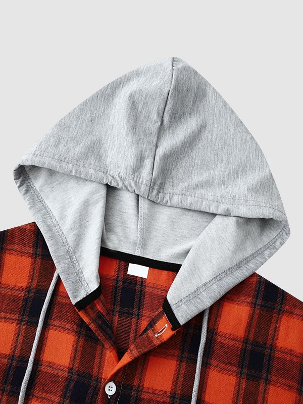 Men's Classic Thin Plaid Hooded Jacket