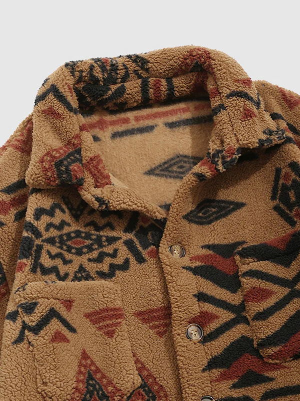 Men's Retro Ethnic Style Alpine Fleece Lapel Jacket