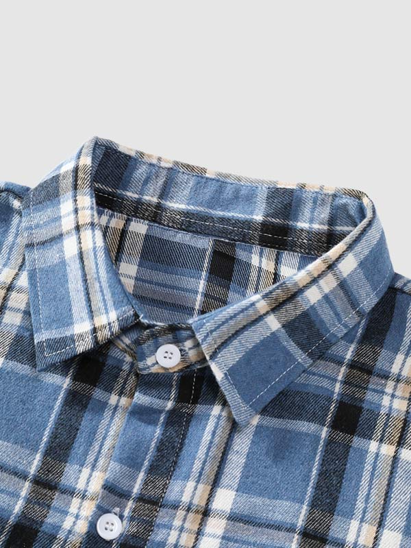 Men's Wool Blend Classic Plaid Casual Long Sleeve Shirt