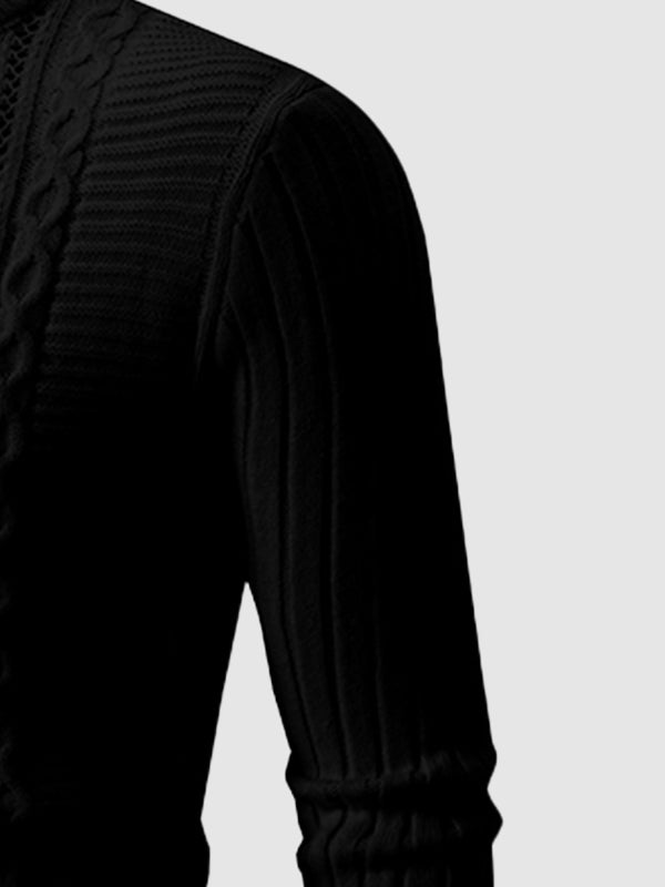 Men's Geometric Twist Slim Stand Collar Sweater