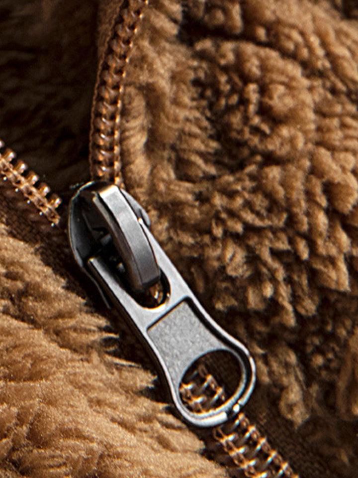 Men's solid color jacquard lambskin warm jacket