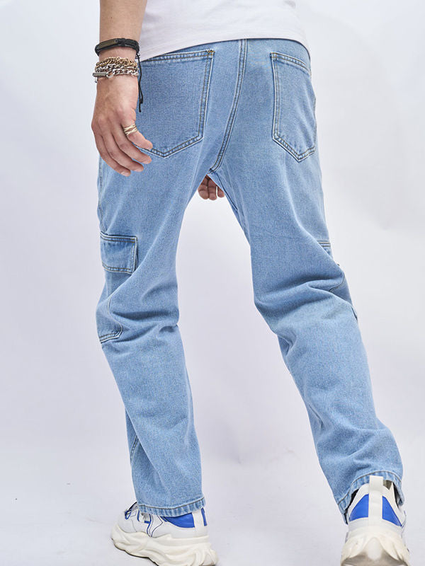 Men's Casual Streetwear Zippered Flap Pocket Jeans