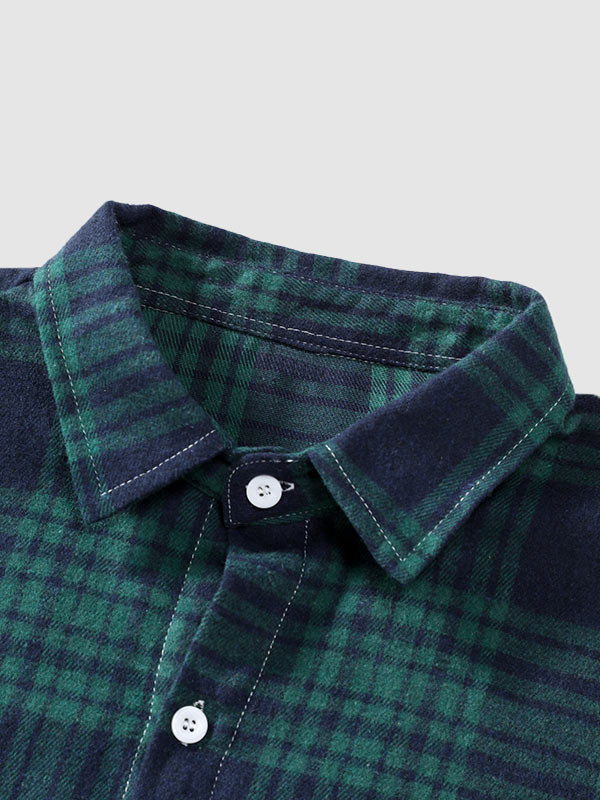 Men's Casual Plaid Wool Blend Versatile Long Sleeve Shirt