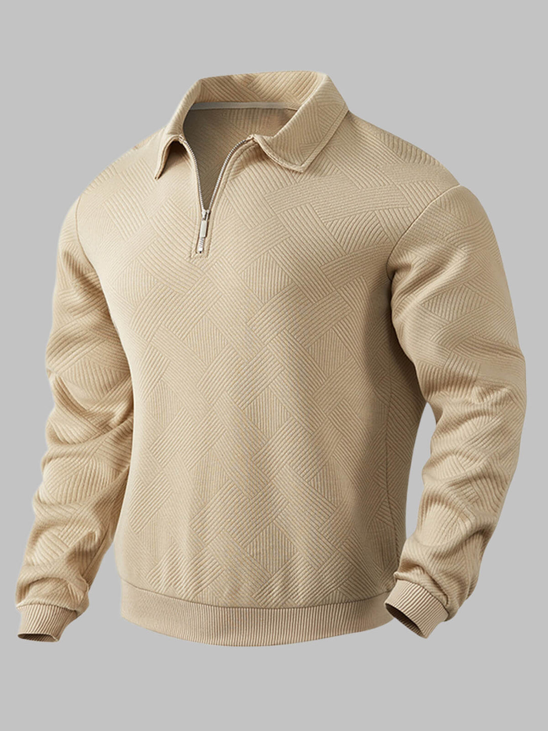 Men's Vintage Jacquard Half Zip Lapel Long Sleeve Sweatshirt